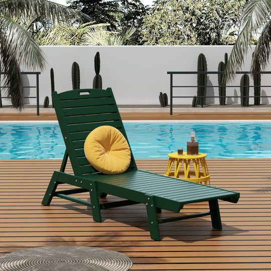 Malibu Poly Reclining Outdoor Patio Chaise Lounge Chair Adjustable