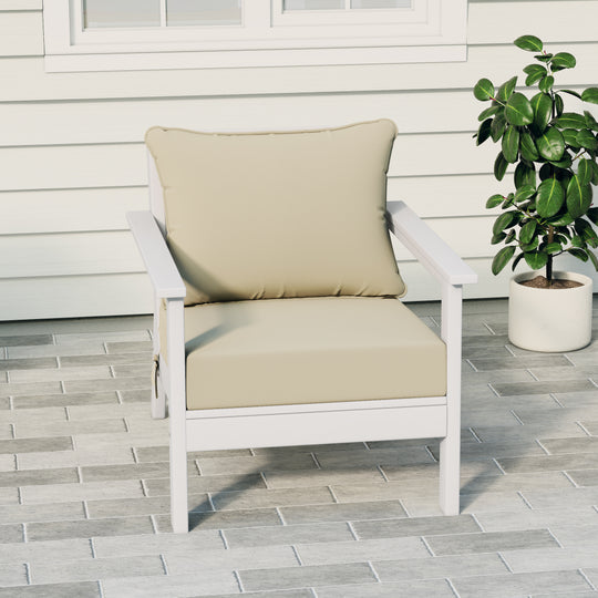 Avalon Outdoor Modern HDPE Patio Club Chair with Deep Seat Cushions