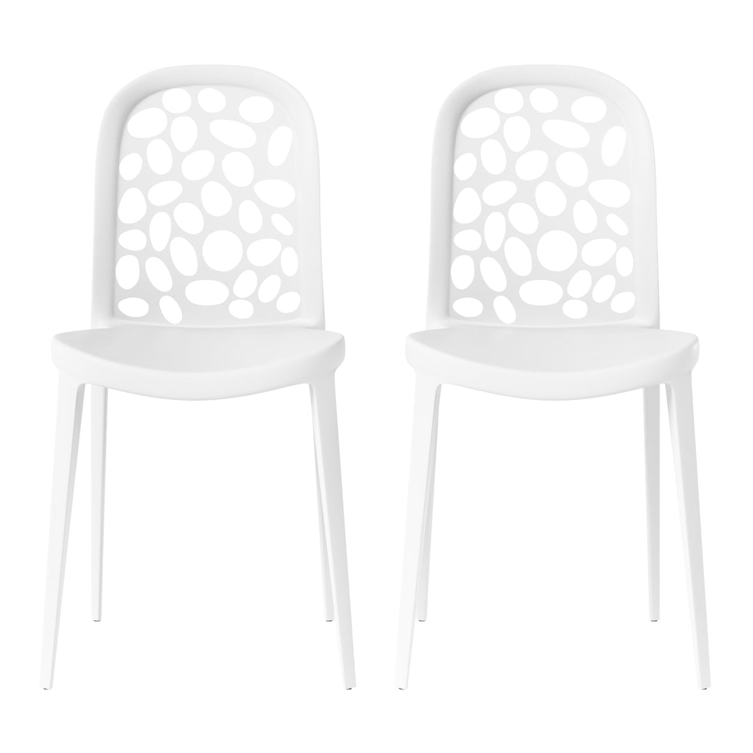 Playa Outdoor Modern Stackable Patio Dining Chairs (Set of 2)