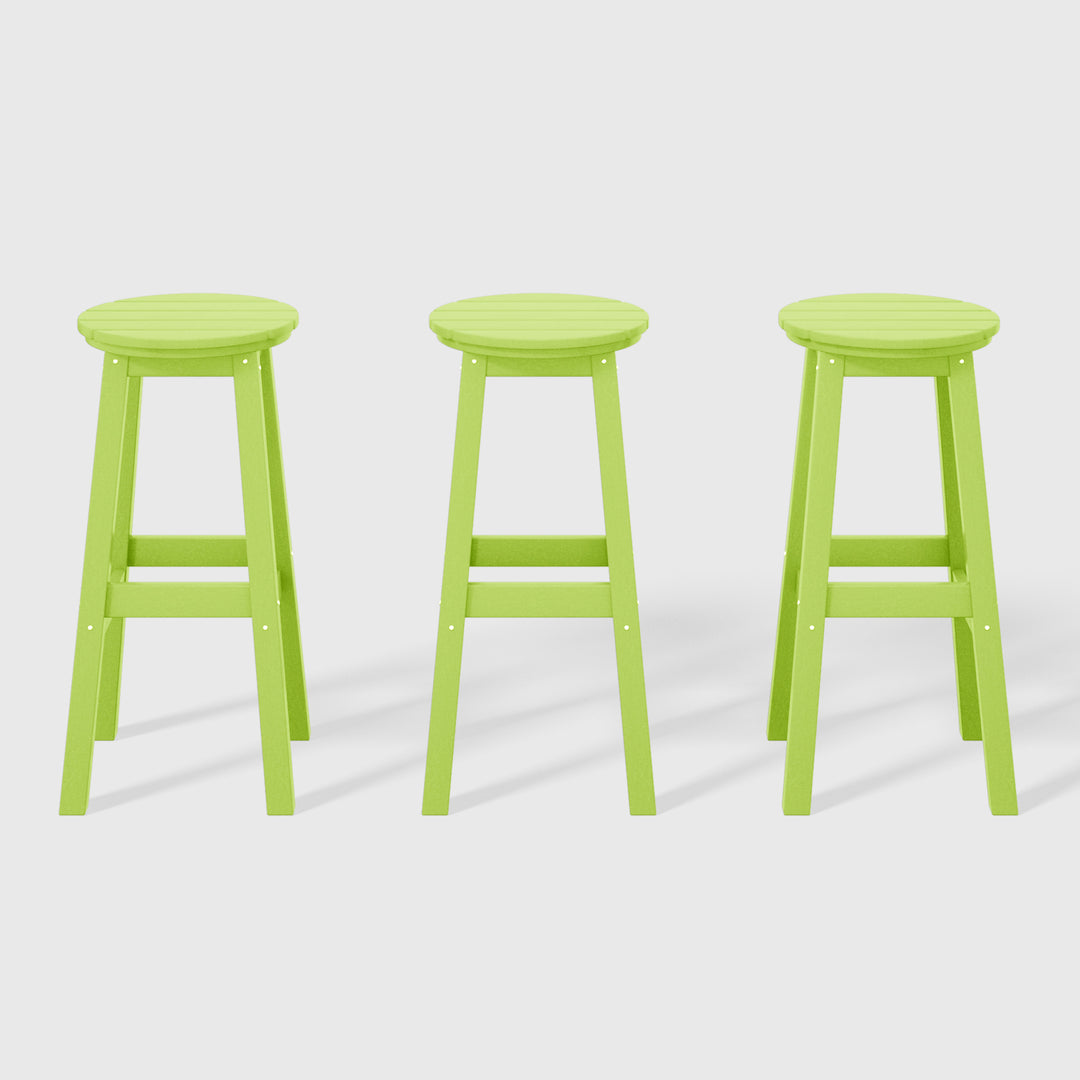Malibu 29" HDPE Outdoor Patio Round Bar Stool (Set of 3)