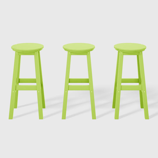 Malibu 29" HDPE Outdoor Patio Round Bar Stool (Set of 3)