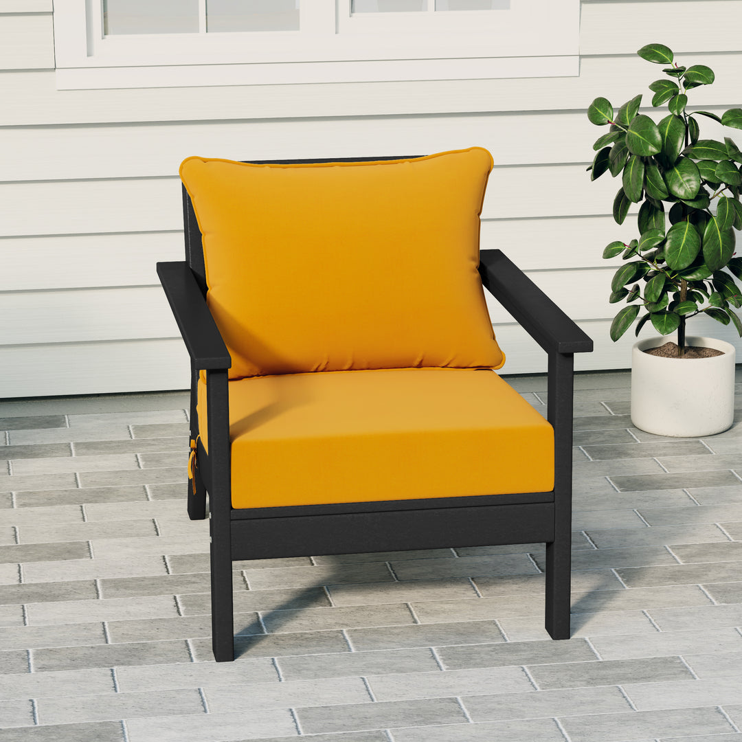 Avalon Outdoor Modern HDPE Patio Club Chair with Deep Seat Cushions