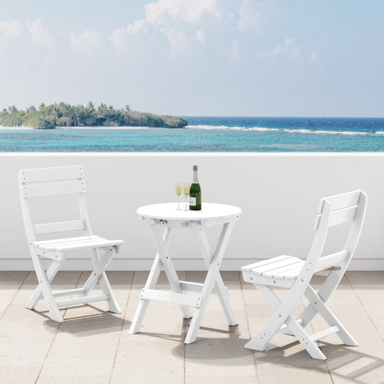 Malibu 3-Piece Outdoor HDPE Folding Patio Bistro Table and Chairs