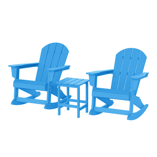 Malibu 3-Piece set Outdoor / Patio Poly Adirondack rocking chairs with a side table ( 2 seater )