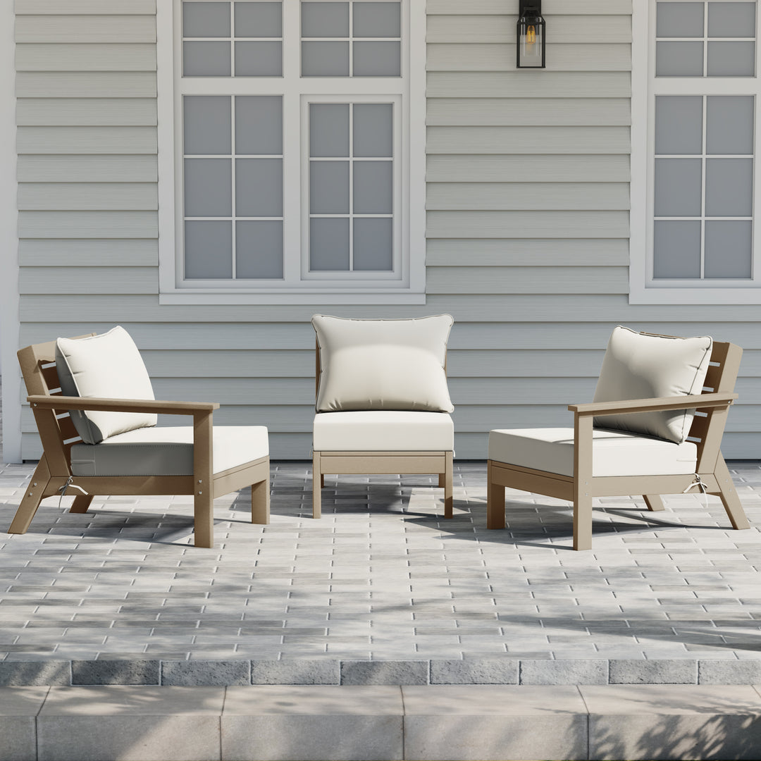 Avalon Outdoor Patio HDPE Sectional Sofa with Patio Cushions