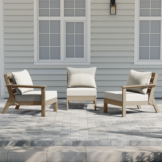 Avalon Outdoor Patio HDPE Sectional Sofa with Patio Cushions