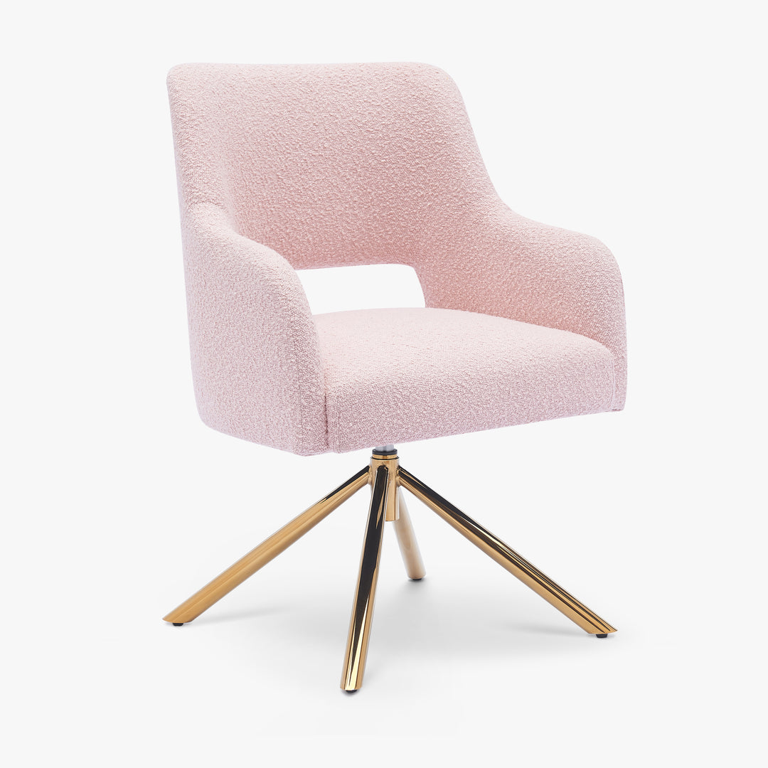 Genevieve Mid-Century Modern Wide Boucle Swivel Vanity Chair