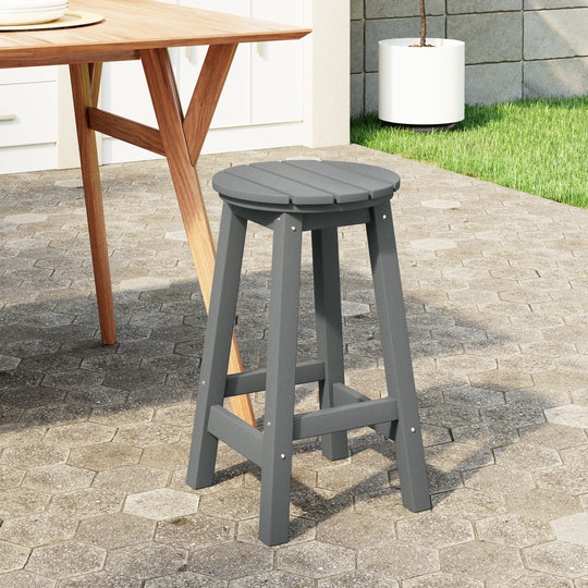 Malibu 24" HDPE Outdoor Patio Round Counter Height Bar Stool