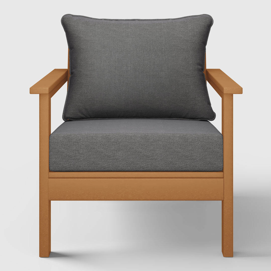 Avalon Outdoor Modern HDPE Patio Club Chair with Deep Seat Cushions