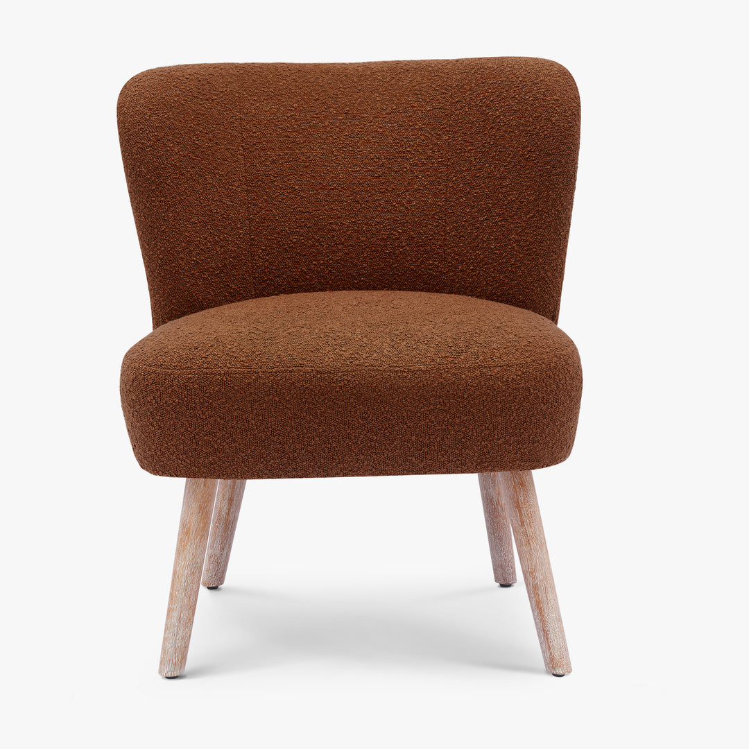Genevieve Mid-Century Boucle Accent Chair with Ottoman Foot Stool Set