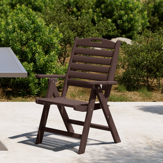 Malibu HDPE Adjustable Highback Folding Patio Dining Chair