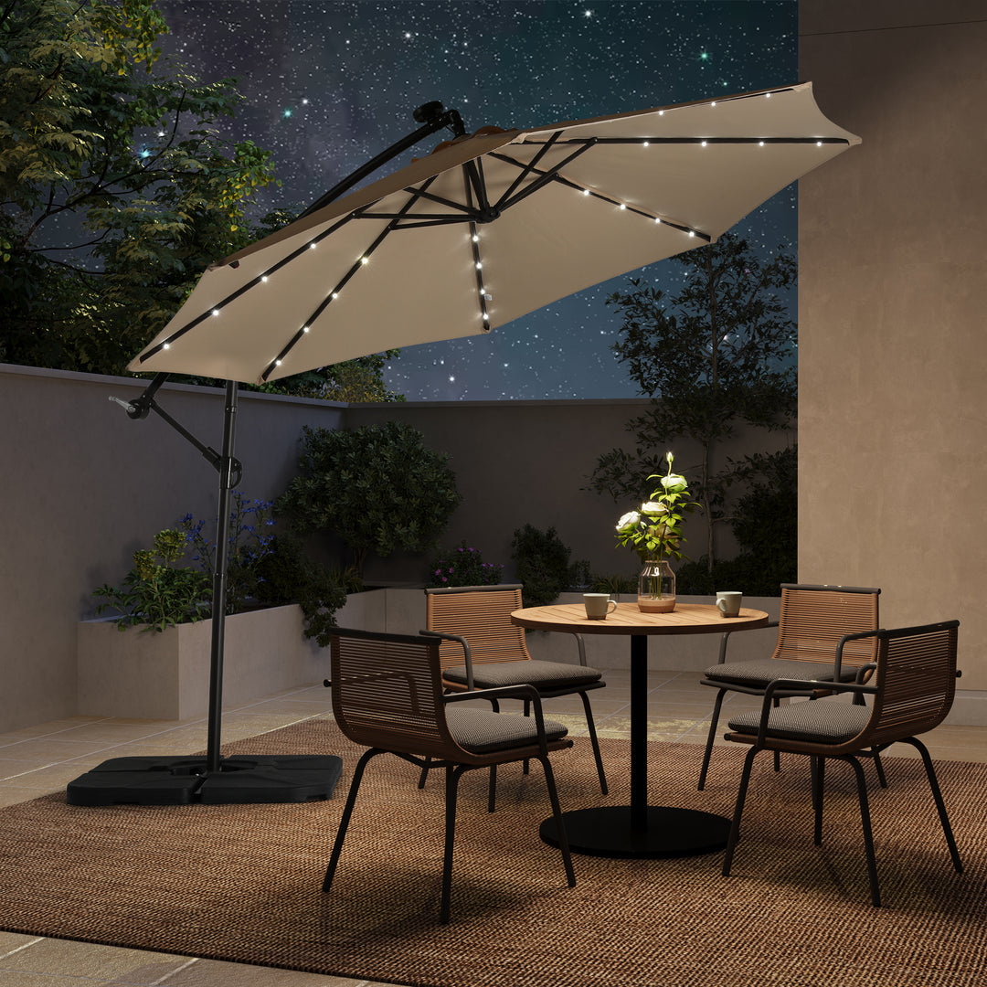 Albert 10 ft. Outdoor / Paito Cantilever Hanging Umbrella with Solar Power LED lights