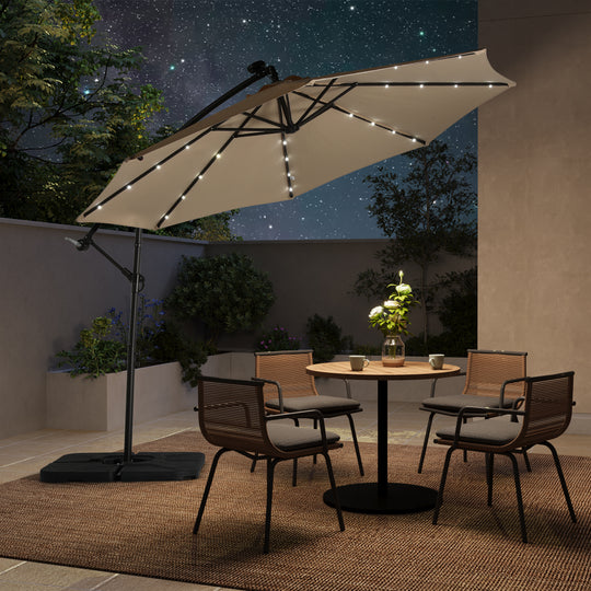 Albert 10 ft. Outdoor / Paito Cantilever Hanging Umbrella with Solar Power LED lights