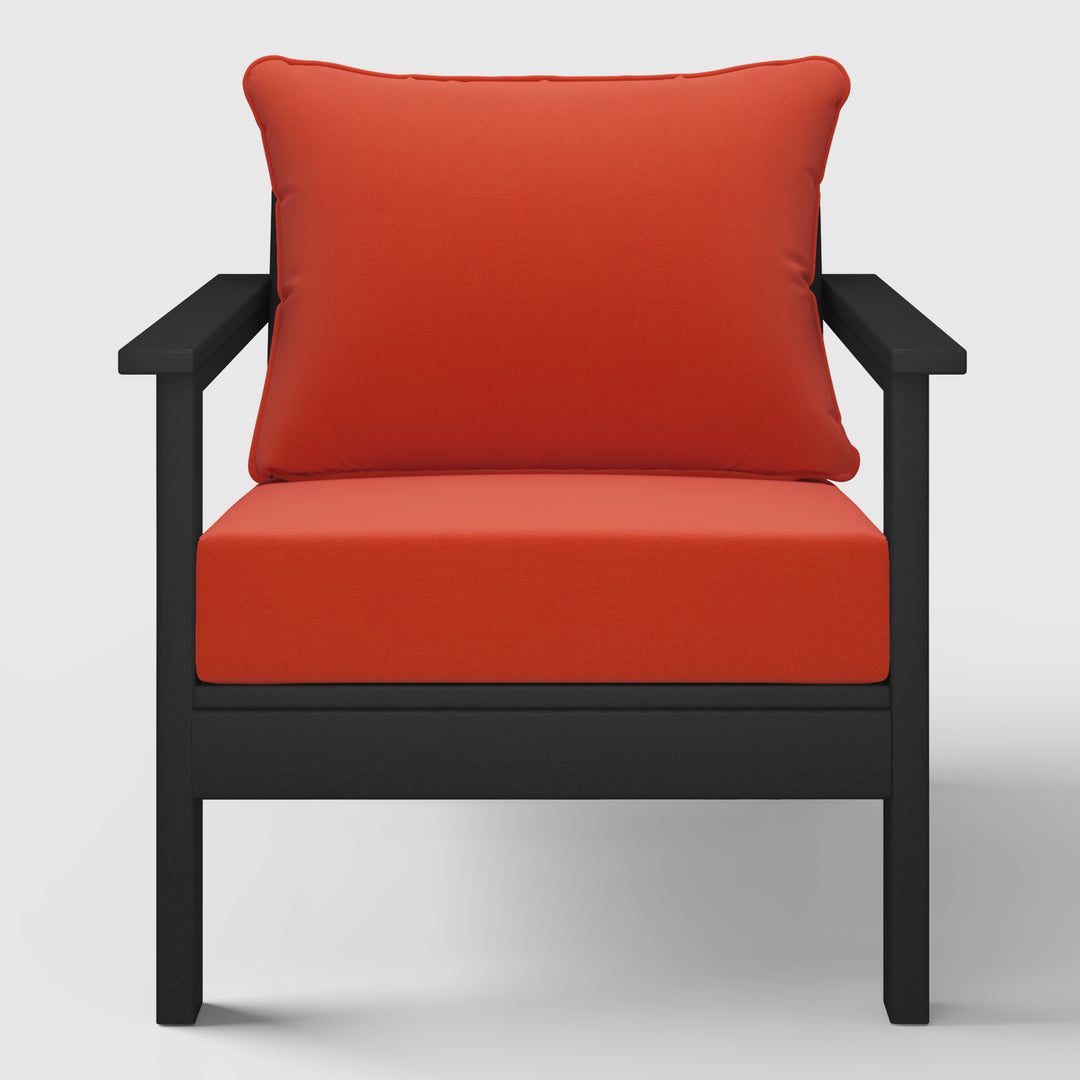 Avalon Outdoor Modern HDPE Patio Club Chair with Deep Seat Cushions