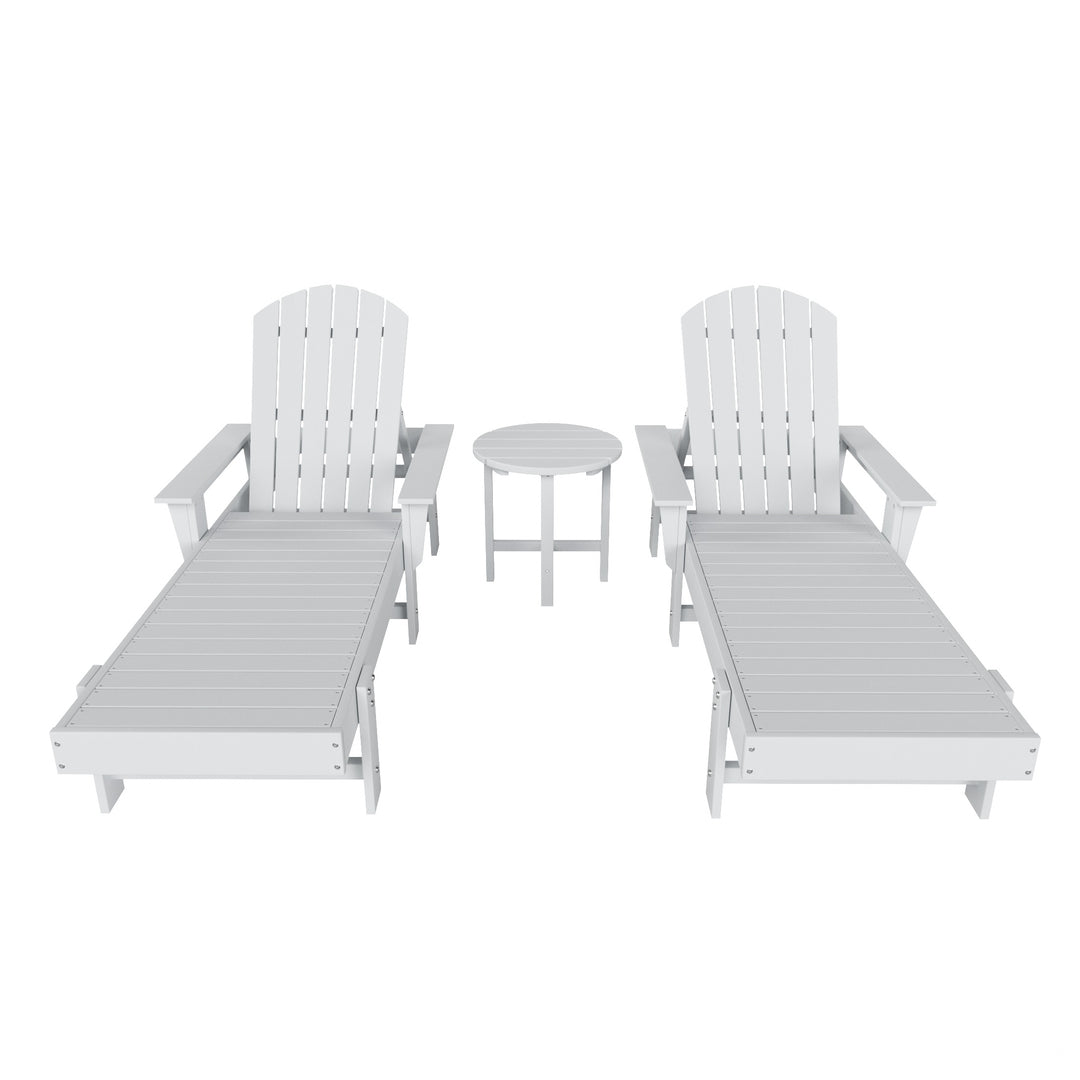 Dylan 3 Piece Adirondack Poly Reclining Chaise Lounge With Arms