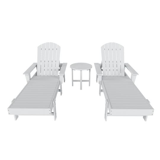 Dylan 3 Piece Adirondack Poly Reclining Chaise Lounge With Arms