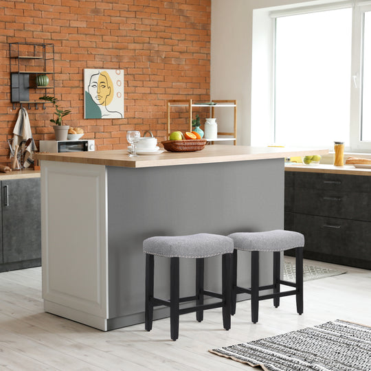 Lenox 24" Upholstered Saddle Seat Counter Stool (Set of 2), Black