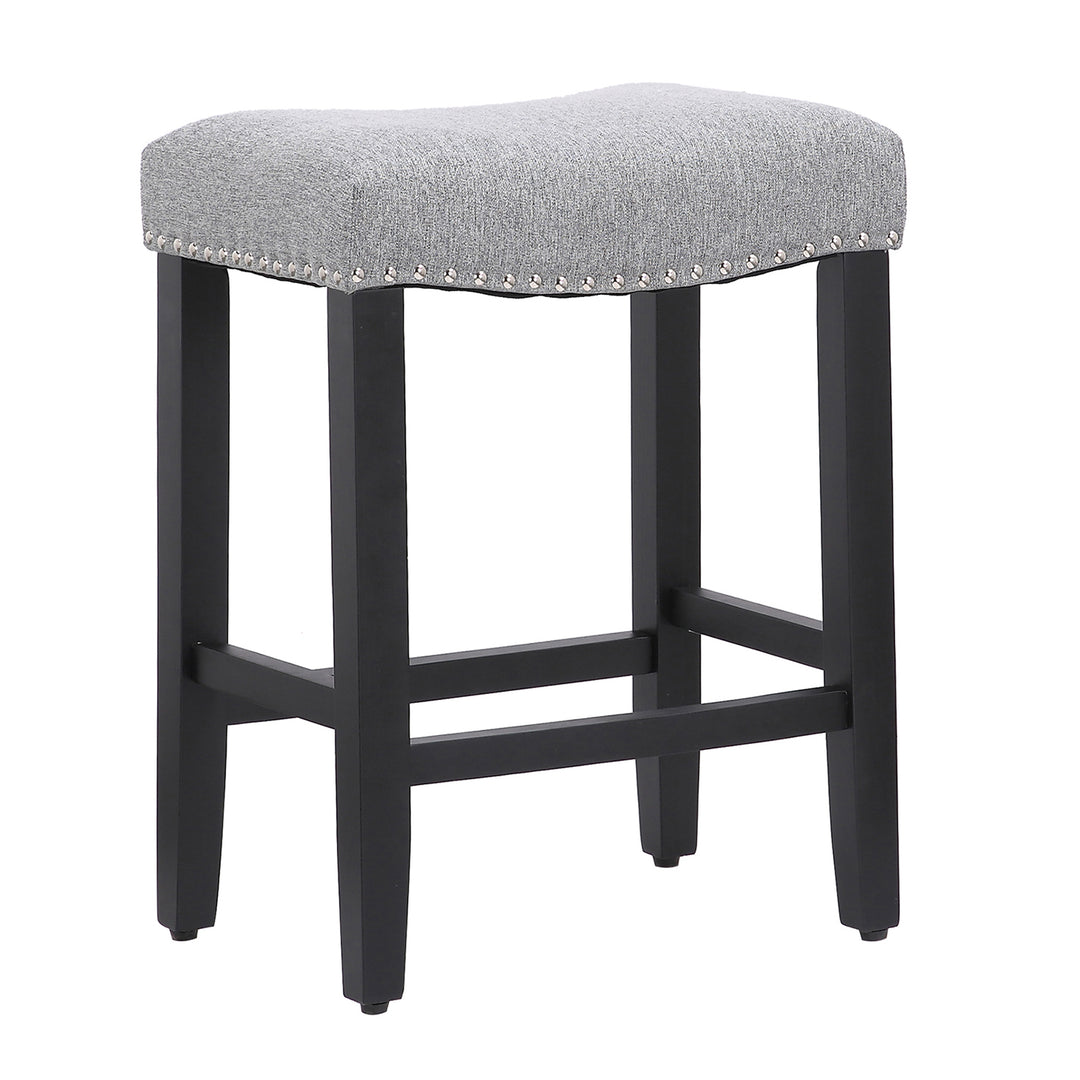 Lenox 24" Upholstered Saddle Seat Counter Stool (Set of 2), Black