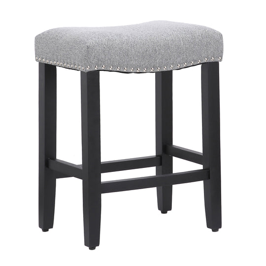 Lenox 24" Upholstered Saddle Seat Counter Stool (Set of 2), Black