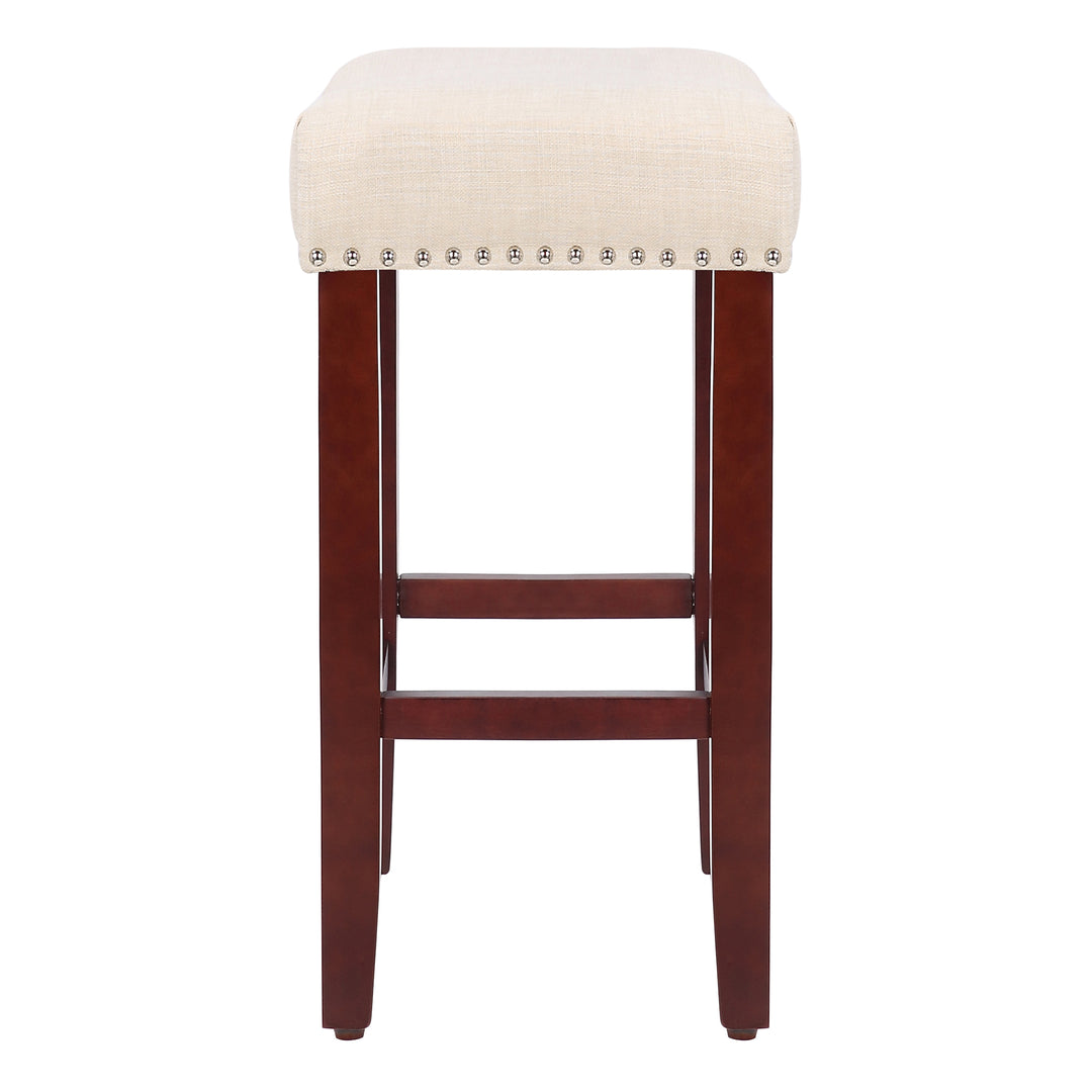 Lenox 24" Upholstered Saddle Seat Counter Stool (Set of 2), Cherry Red