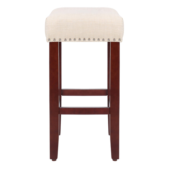 Lenox 24" Upholstered Saddle Seat Counter Stool (Set of 2), Cherry Red