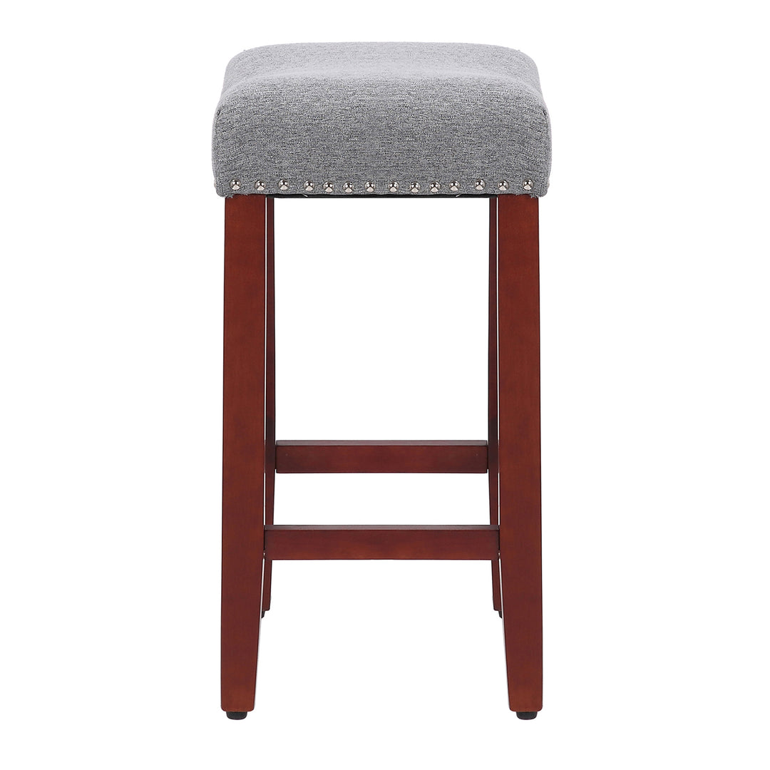 Lenox 24" Upholstered Saddle Seat Counter Stool (Set of 2), Cherry Red