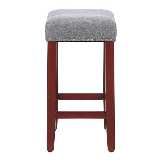 Lenox 24" Upholstered Saddle Seat Counter Stool (Set of 2), Cherry Red