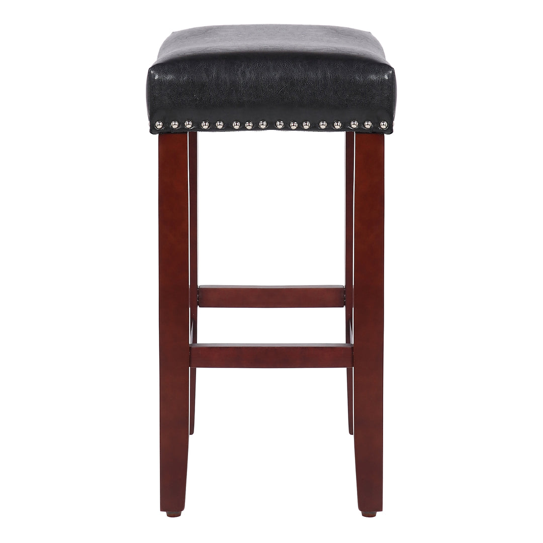 Lenox 24" Upholstered Saddle Seat Counter Stool (Set of 2), Cherry Red