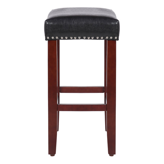 Lenox 24" Upholstered Saddle Seat Counter Stool (Set of 2), Cherry Red