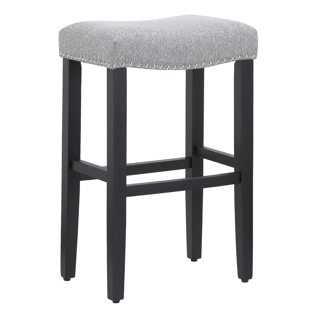 Lenox 29" Upholstered Saddle Seat Bar Stool, Black