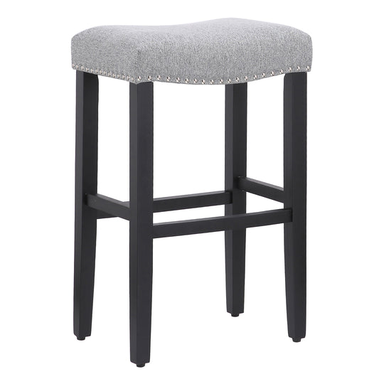 Lenox 29" Upholstered Saddle Seat Bar Stool, Black
