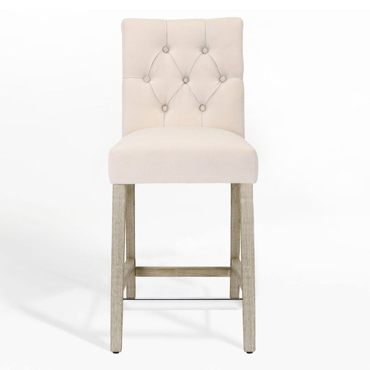 Hayes 24" Linen Fabric Tufted Counter Stool, Antique Gray