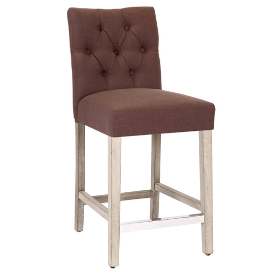 Hayes 24" Linen Fabric Tufted Counter Stool, Antique Gray