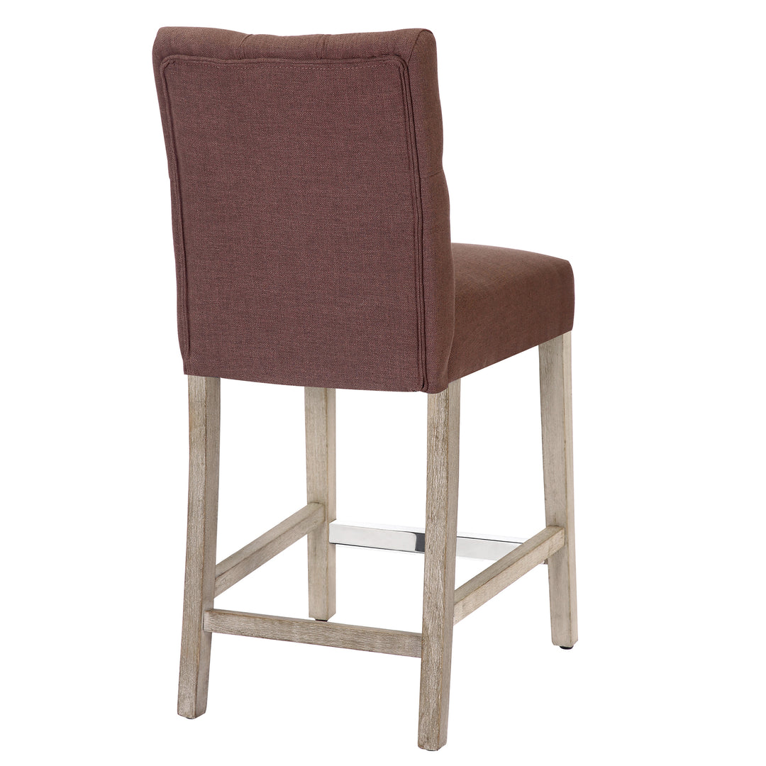 Hayes 24" Linen Fabric Tufted Counter Stool, Antique Gray