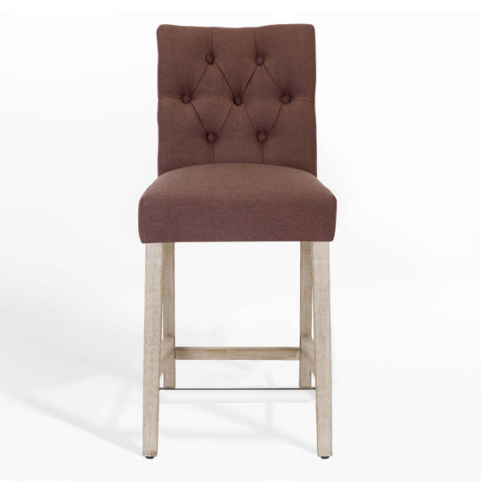 Hayes 24" Linen Fabric Tufted Counter Stool, Antique Gray