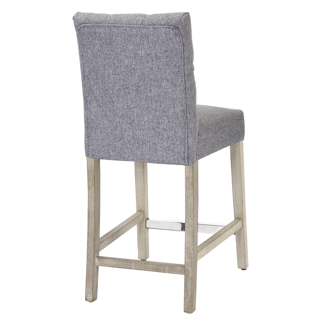 Hayes 24" Linen Fabric Tufted Counter Stool, Antique Gray