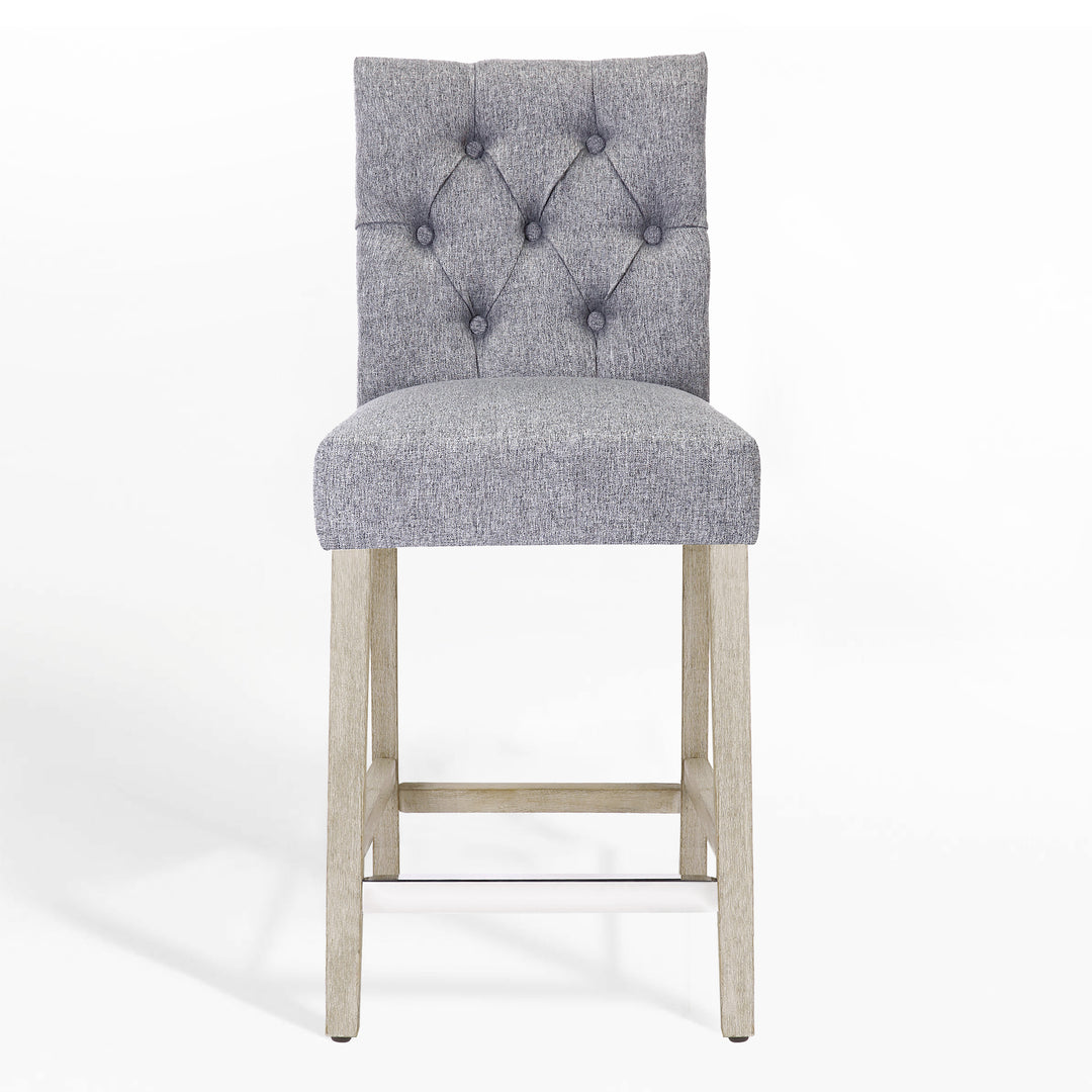 Hayes 24" Linen Fabric Tufted Counter Stool, Antique Gray