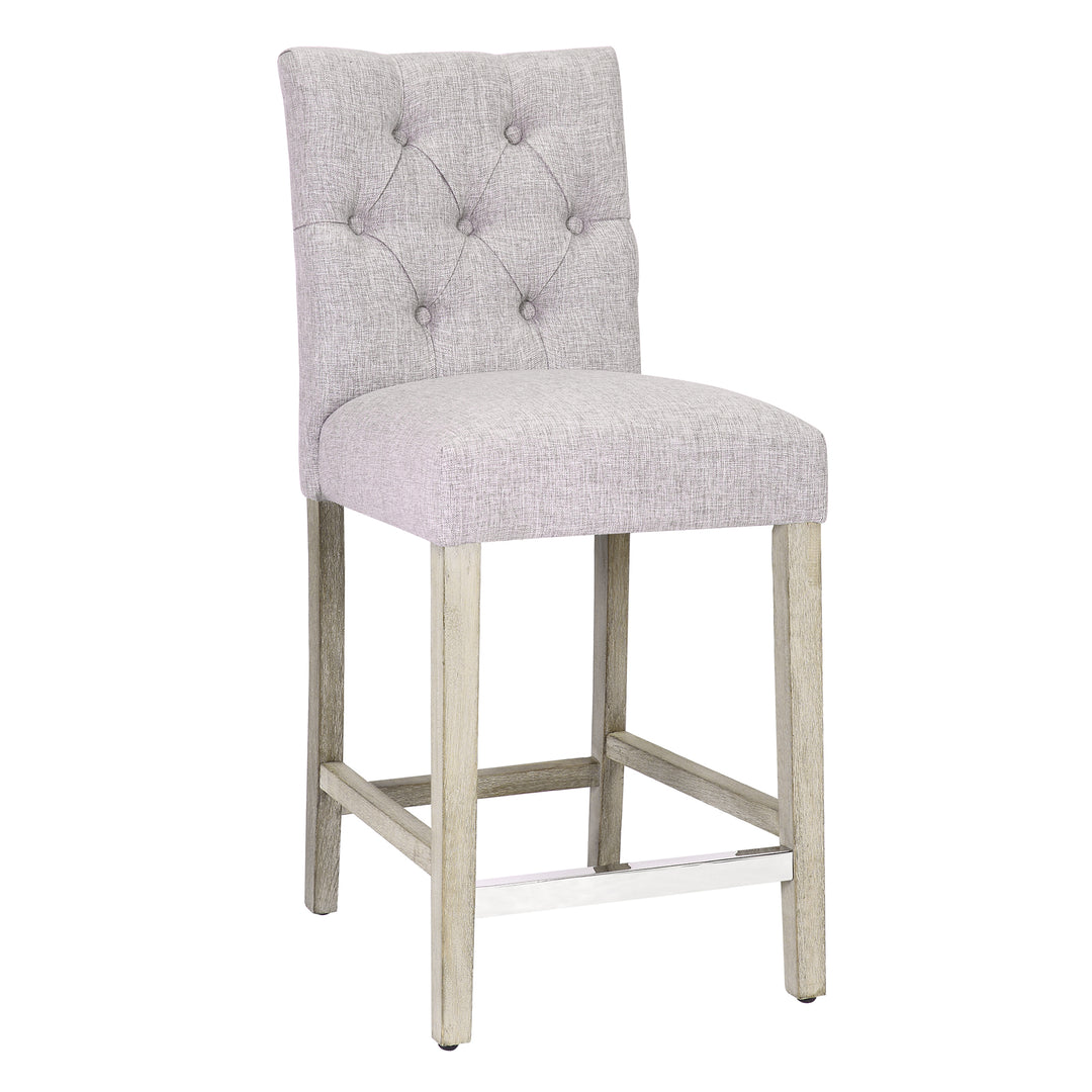 Hayes 24" Linen Fabric Tufted Counter Stool, Antique Gray