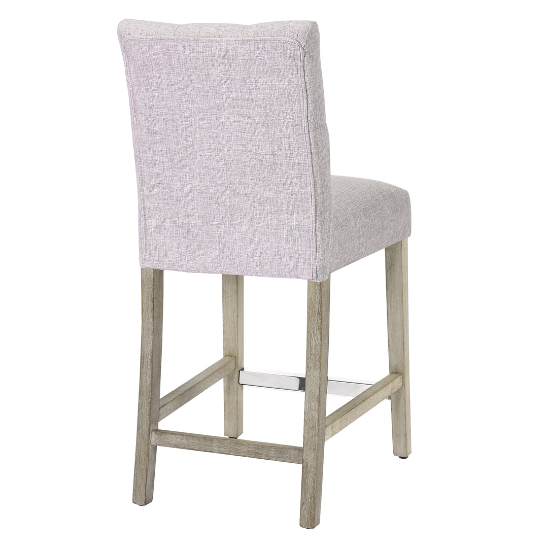 Hayes 24" Linen Fabric Tufted Counter Stool, Antique Gray