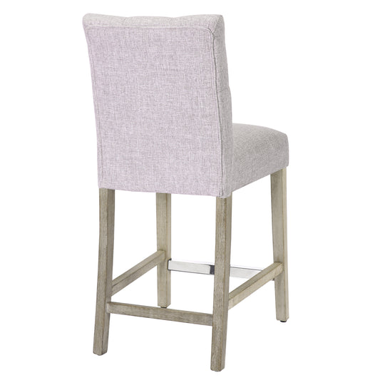 Hayes 24" Linen Fabric Tufted Counter Stool, Antique Gray
