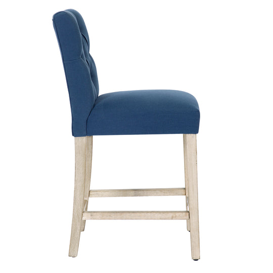Hayes 24" Linen Fabric Tufted Counter Stool, Antique Gray