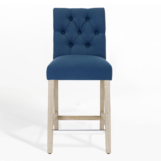 Hayes 24" Linen Fabric Tufted Counter Stool, Antique Gray