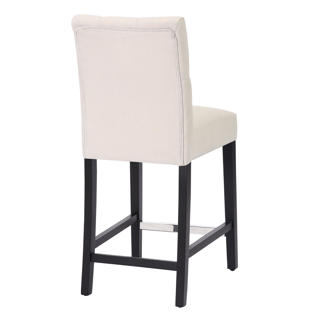 Hayes 24" Linen Fabric Tufted Counter Stool (Set of 2), Black