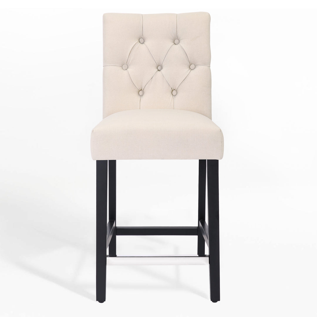 Hayes 24" Linen Fabric Tufted Counter Stool, Black
