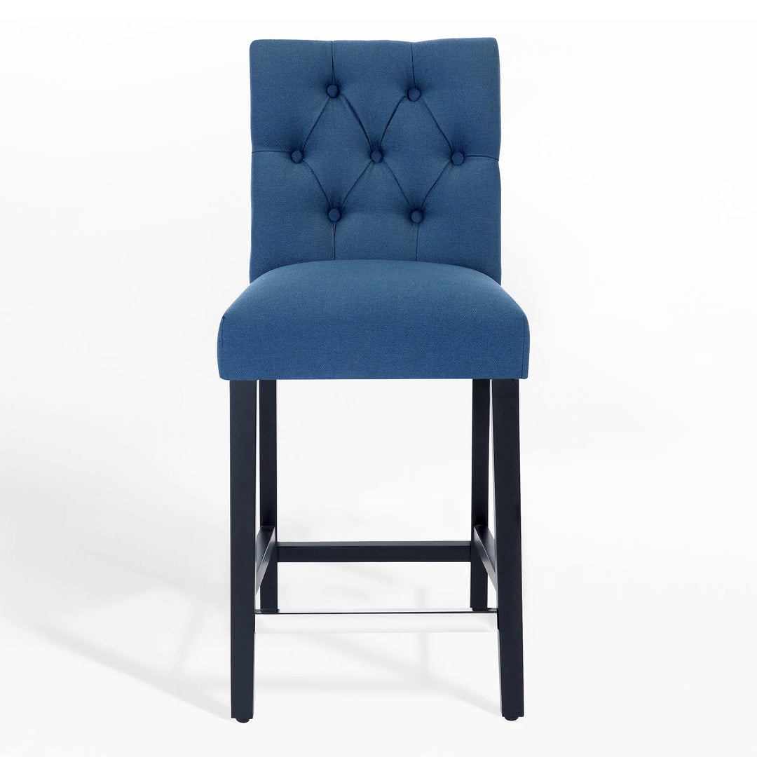Hayes 24" Linen Fabric Tufted Counter Stool, Black