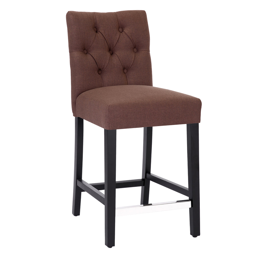 Hayes 24" Linen Fabric Tufted Counter Stool, Black
