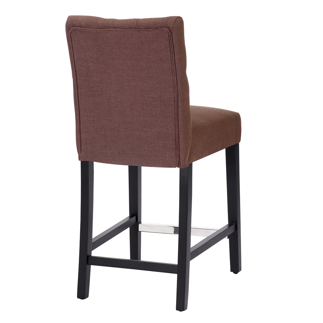 Hayes 24" Linen Fabric Tufted Counter Stool (Set of 2), Black