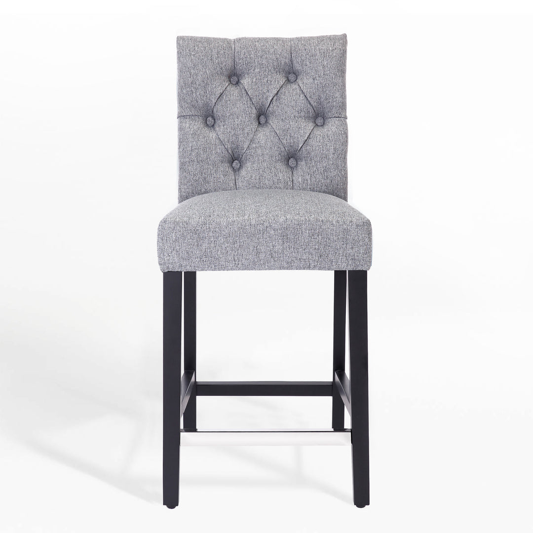 Hayes 24" Linen Fabric Tufted Counter Stool, Black
