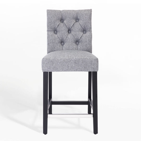 Hayes 24" Linen Fabric Tufted Counter Stool, Black