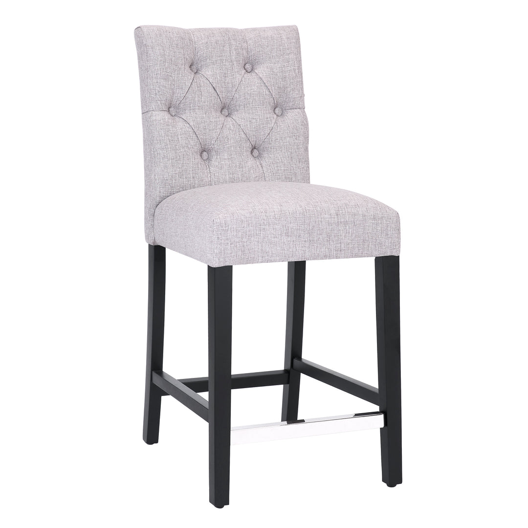 Hayes 24" Linen Fabric Tufted Counter Stool (Set of 2), Black